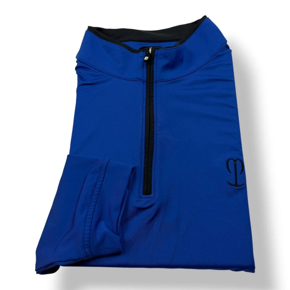 FootJoy Mens XL Royal Blue 1/4 Zip Pullover Golf Performance Long Sleeve Shirt